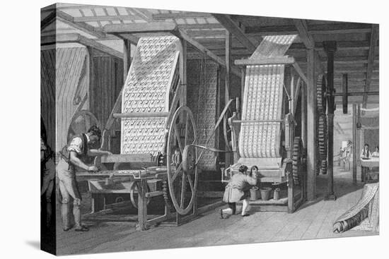 Illustration Depicting Calico Printing at a Factory-null-Stretched Canvas