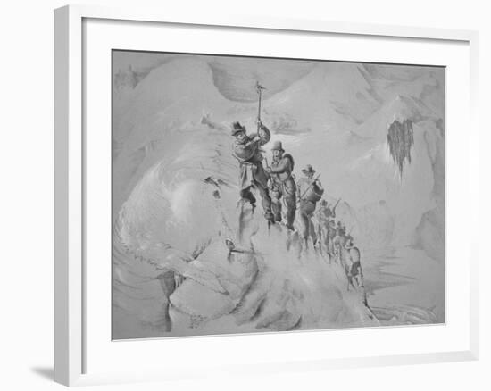 Illustration Depicting Expedition Members Ascending Mont Blanc-null-Framed Giclee Print