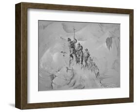 Illustration Depicting Expedition Members Ascending Mont Blanc-null-Framed Giclee Print