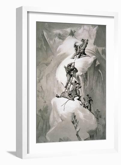 Illustration Depicting Expedition Members on the Ascent of Mont Blanc-null-Framed Giclee Print