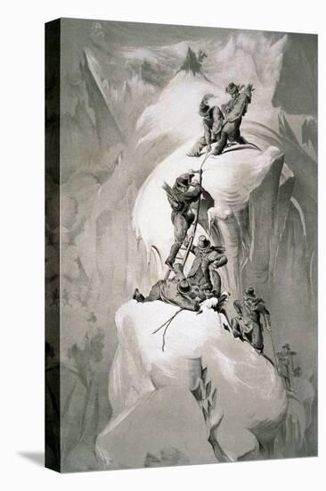 Illustration Depicting Expedition Members on the Ascent of Mont Blanc-null-Stretched Canvas