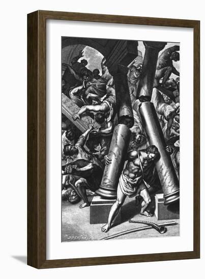 Illustration Depicting Samson Destroying Temple-null-Framed Giclee Print