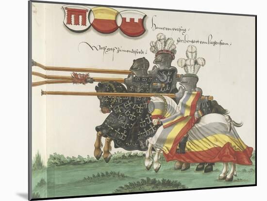 Illustration Depicting Wilhelm Von Bayern Clashing with Wolf Graf Zu Montfort in Tournament-null-Mounted Giclee Print