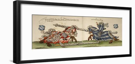 Illustration Depicting Wilhelm Von Bayern Clashing with Wurttemberg Knight in Tournament-null-Framed Giclee Print