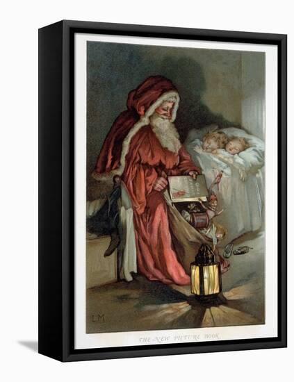 Illustration Entitled The New Picture Book Depicting a Visit from Santa-null-Framed Stretched Canvas