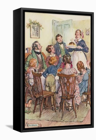 Illustration for a Christmas Carol by Charles Dickens-Charles Edmund Brock-Framed Stretched Canvas
