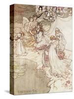 Illustration for a Fairy Tale, Fairy Queen Covering a Child with Blossom-Arthur Rackham-Stretched Canvas