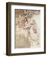 Illustration for a Fairy Tale, Fairy Queen Covering a Child with Blossom-Arthur Rackham-Framed Premium Giclee Print