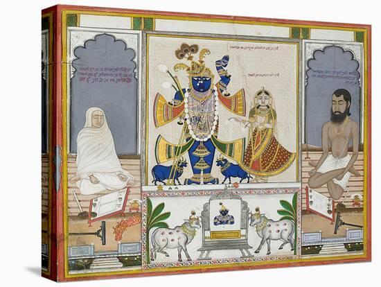 Illustration for a Manuscript on the Worship of Srinathji, Rajasthan, Early 19th Century-null-Stretched Canvas