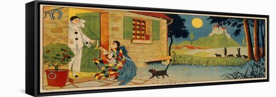 Illustration for 'Au Clair De La Lune', C.1930 (Colour Litho)-null-Framed Stretched Canvas