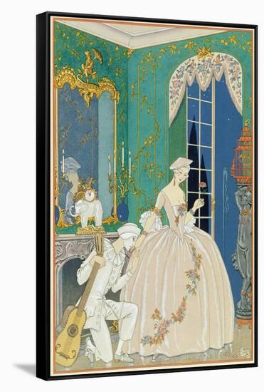 Illustration for 'Fetes Galantes' by Paul Verlaine (1844-96) 1923 (Pochoir Print)-Georges Barbier-Framed Stretched Canvas