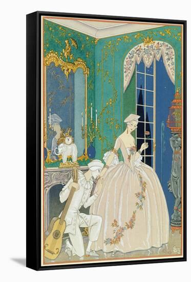 Illustration for 'Fetes Galantes' by Paul Verlaine (1844-96) 1923 (Pochoir Print)-Georges Barbier-Framed Stretched Canvas