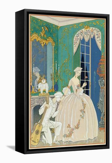 Illustration for 'Fetes Galantes' by Paul Verlaine (1844-96) 1923 (Pochoir Print)-Georges Barbier-Framed Stretched Canvas