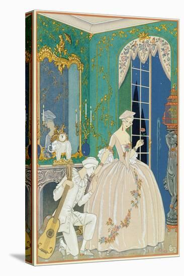 Illustration for 'Fetes Galantes' by Paul Verlaine (1844-96) 1923 (Pochoir Print)-Georges Barbier-Stretched Canvas