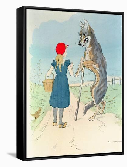 Illustration for 'Little Red Riding Hood' by Charles Perrault (1628-1703)-A. Vimar-Framed Stretched Canvas