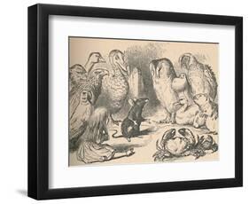 'Illustration for the chapter 'a Caucus-Race and a long tail'. Alice and various creatures, such as-John Tenniel-Framed Giclee Print