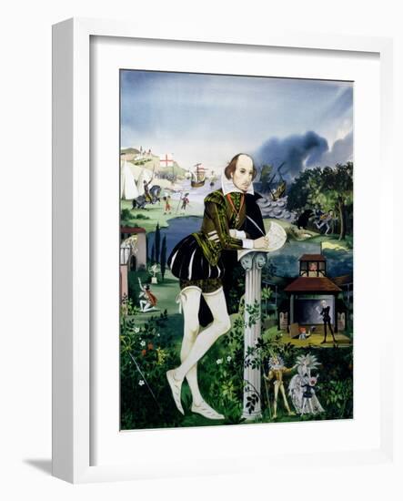 Illustration for the Cover of 'Finding Out, Shakespeare's World', Published by Purnell and Sons…-Janet and Anne Johnstone-Framed Giclee Print