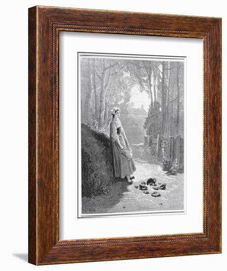 Illustration for the Milkmaid and the Milk Can, from 'Fables' by Jean De La Fontaine (1621-95)-Gustave Doré-Framed Giclee Print