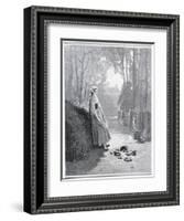 Illustration for the Milkmaid and the Milk Can, from 'Fables' by Jean De La Fontaine (1621-95)-Gustave Doré-Framed Giclee Print
