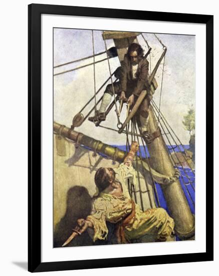 Illustration for Treasure Island (Colour Litho)-Newell Convers (after) Wyeth-Framed Giclee Print