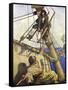 Illustration for Treasure Island (Colour Litho)-Newell Convers (after) Wyeth-Framed Stretched Canvas