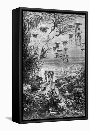 Illustration from "20,000 Leagues under the Sea"-Alphonse Marie de Neuville-Framed Stretched Canvas