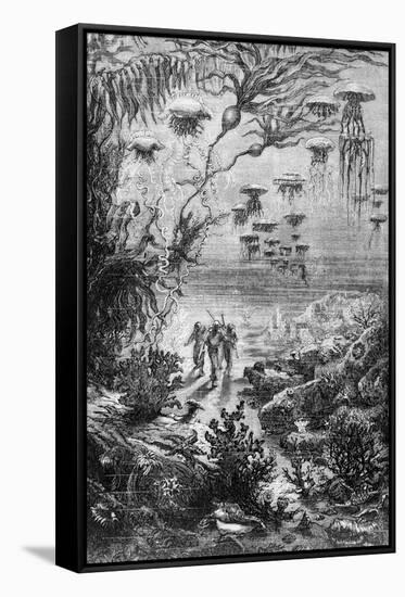 Illustration from "20,000 Leagues under the Sea"-Alphonse Marie de Neuville-Framed Stretched Canvas