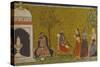 Illustration from a Madhavanala Kamakandala Series, Bilaspur, circa 1680-null-Stretched Canvas