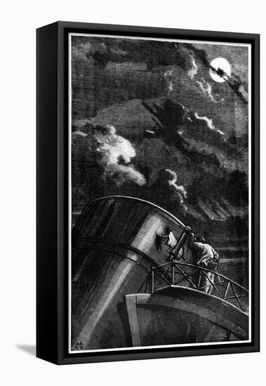 Illustration from De La Terre a La Lune by Jules Verne, 1865-null-Framed Stretched Canvas