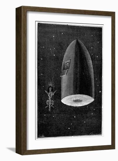 Illustration from De La Terre a La Lune by Jules Verne, 1865-null-Framed Giclee Print