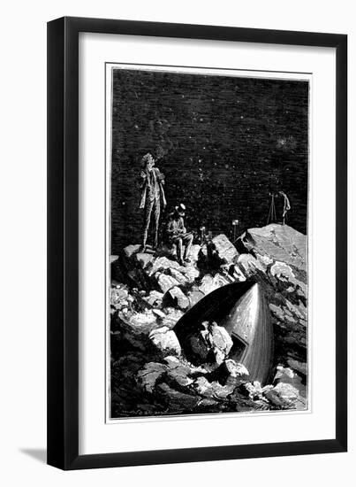 Illustration from De La Terre a La Lune by Jules Verne, 1865-null-Framed Premium Giclee Print