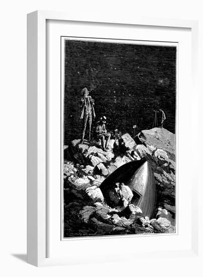 Illustration from De La Terre a La Lune by Jules Verne, 1865-null-Framed Premium Giclee Print