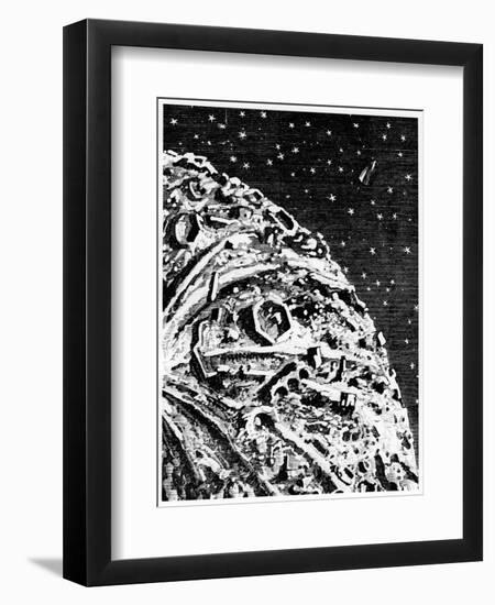 Illustration from De La Terre a La Lune by Jules Verne, 1865-null-Framed Premium Giclee Print