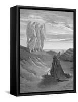 Illustration from Dore Bible of Old Testament Patriarch Abraham and the Three Angels-null-Framed Stretched Canvas