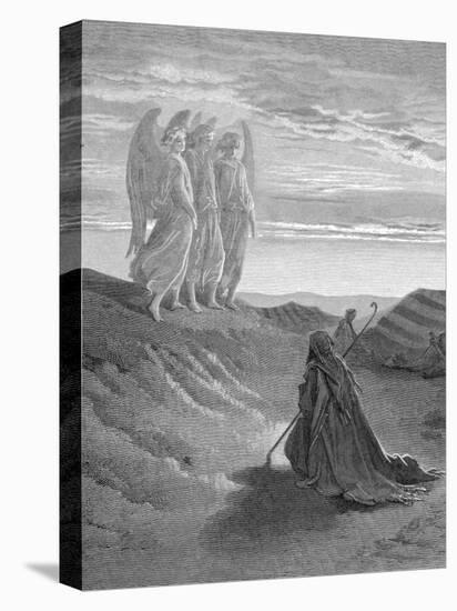Illustration from Dore Bible of Old Testament Patriarch Abraham and the Three Angels-null-Stretched Canvas