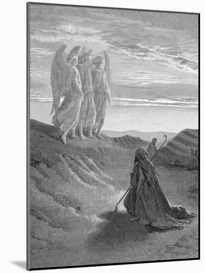 Illustration from Dore Bible of Old Testament Patriarch Abraham and the Three Angels-null-Mounted Photographic Print