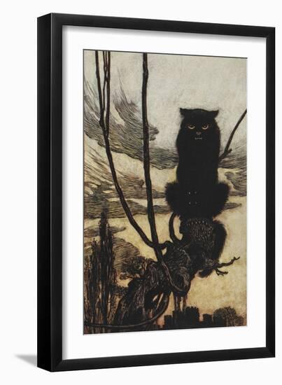 Illustration From Jorinda and Joringel Of a Black Cat-Arthur Rackham-Framed Premium Giclee Print