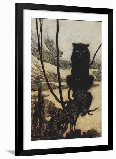 Illustration From Jorinda and Joringel Of a Black Cat-Arthur Rackham-Framed Giclee Print