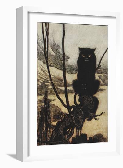 Illustration From Jorinda and Joringel Of a Black Cat-Arthur Rackham-Framed Giclee Print