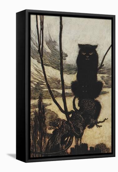 Illustration From Jorinda and Joringel Of a Black Cat-Arthur Rackham-Framed Stretched Canvas