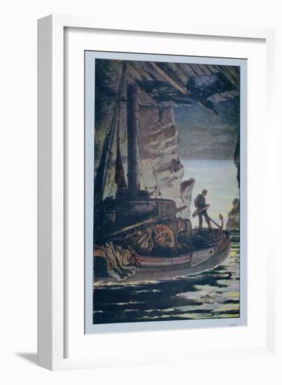 Illustration from "Les Travailleurs De La Mer" by Victor Hugo 1923-Achille Granchi-taylor-Framed Giclee Print