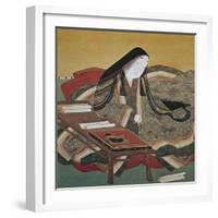 Illustration from 'The Tale of Genji' of Japanese Court Lady of the Heian Period-Tosa Mitsouki-Framed Art Print