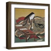 Illustration from 'The Tale of Genji' of Japanese Court Lady of the Heian Period-Tosa Mitsouki-Framed Art Print