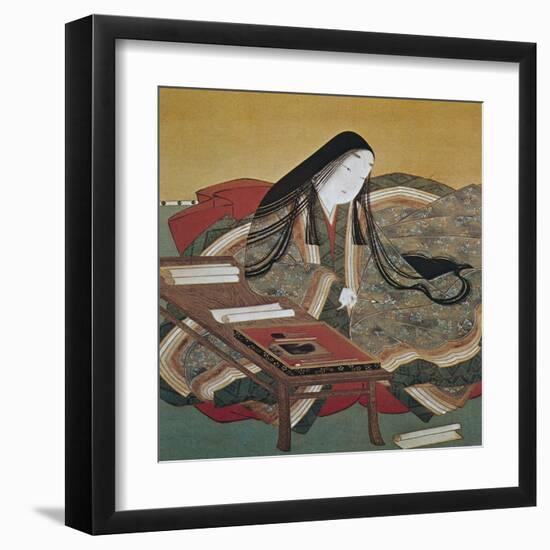 Illustration from 'The Tale of Genji' of Japanese Court Lady of the Heian Period-Tosa Mitsouki-Framed Art Print