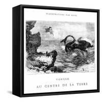 Illustration from Voyage Au Centre de La Terre by Jules Verne-Édouard Riou-Framed Stretched Canvas