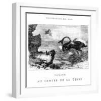 Illustration from Voyage Au Centre de La Terre by Jules Verne-Édouard Riou-Framed Giclee Print