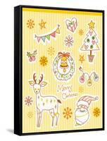 Illustration Icons Related to Christmas-null-Framed Stretched Canvas