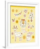 Illustration Icons Related to Christmas-null-Framed Giclee Print