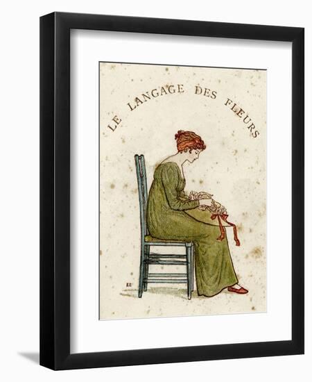 Illustration in 'The Language of Flowers'-Kate Greenaway-Framed Art Print