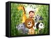 Illustration of a Bamboo Forest with Many Animals-interactimages-Framed Stretched Canvas